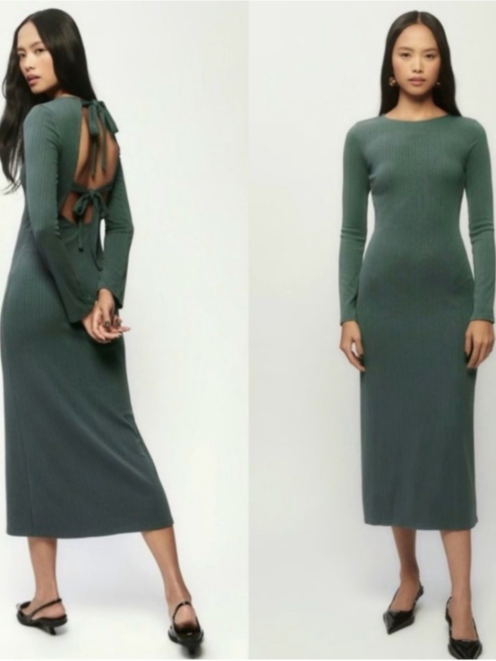 Reformation Benedict Midi Dress in Juniper Green Size XS Cocktail Dress